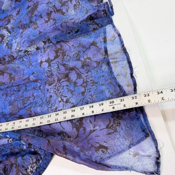 Maggie Barnes Top Womens 5X 34/36 Blue Floral Button-Front Blouse Clean Girl - Picture 7 of 10
